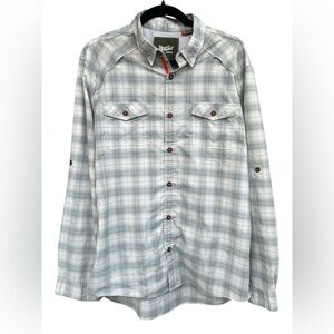 Howler Bros Men’s Long Sleeve Plaid Western Tech Shirt Size Large Blue